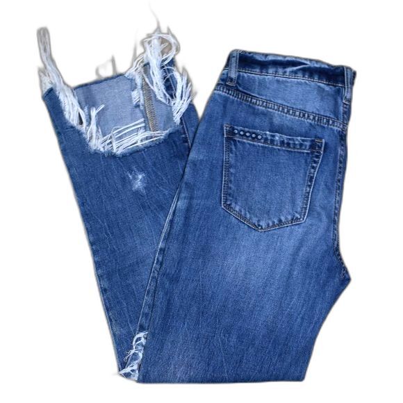 Blank NYC Madison Crop Destroyed Jeans Size 24 High Rise Frayed Hem Denim - Picture 1 of 15